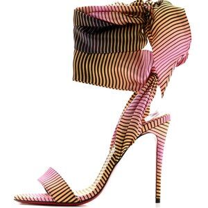 Christian Louboutin Satin Sandale Du Desert Stripe